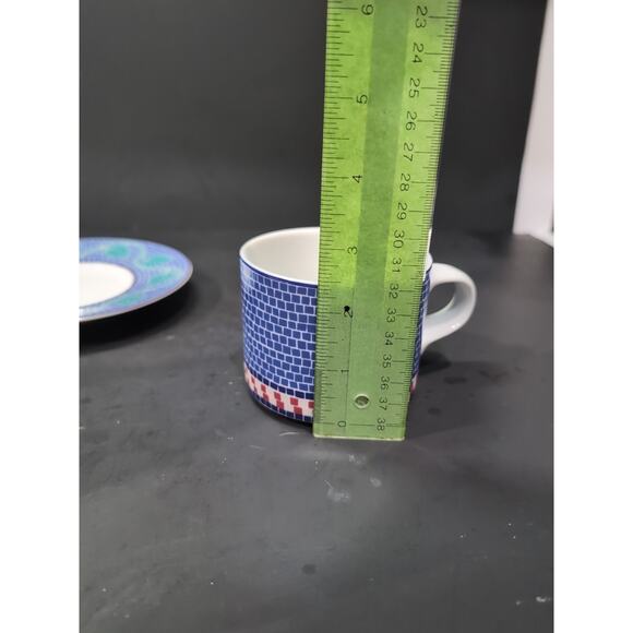 Dansk Mosaic Tile Flat Cup & Saucer Set, Porcelain Tea Cup, Collectible Dishware - Picture 11 of 12